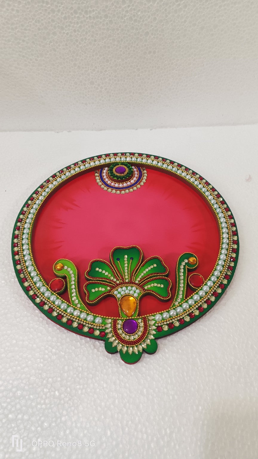 Handmade Floral Pooja Thali Set | Elegant Decorative Thali for Festive Celebrations