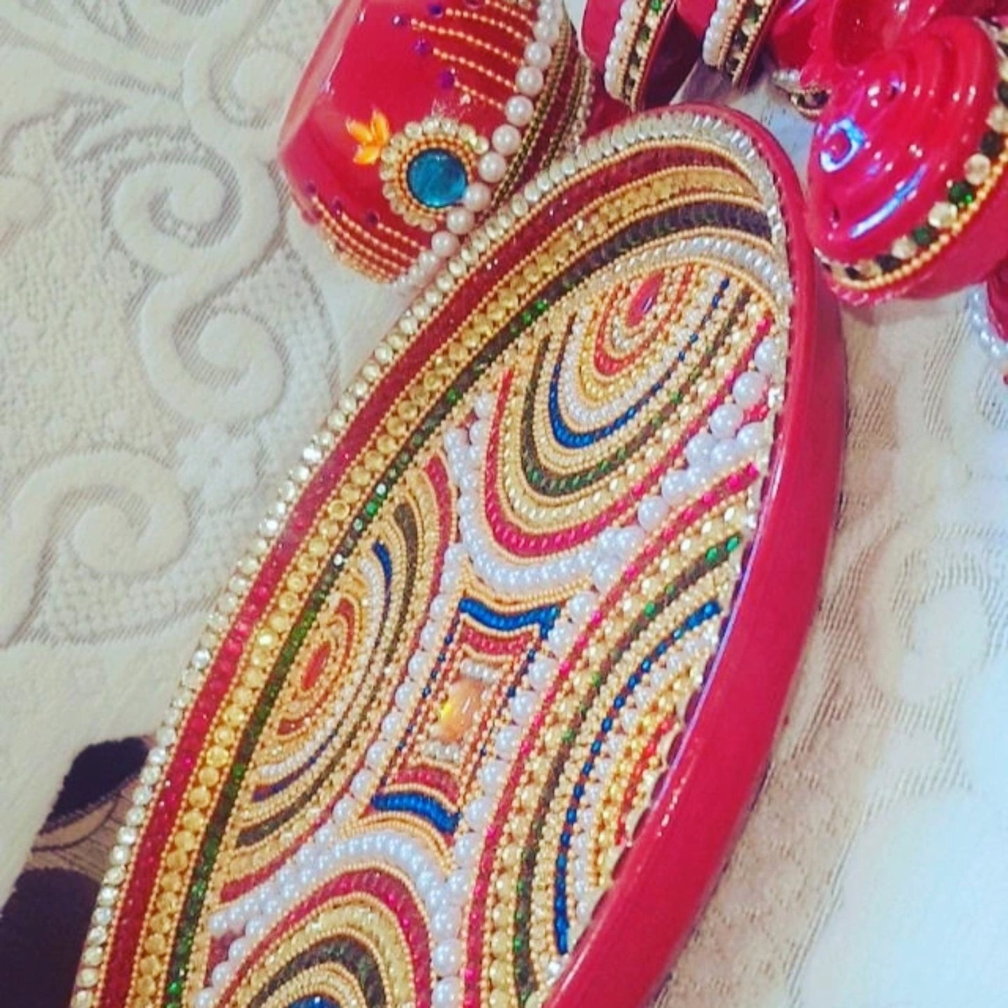 Handmade Red Pooja Thali with Kalash | Premium Aarti Thali Set
