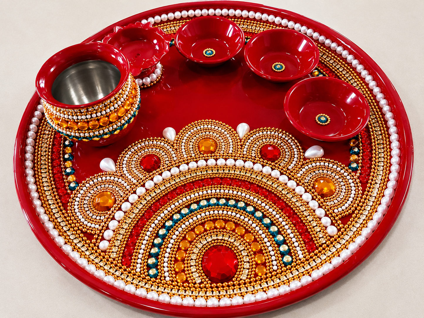 Wedding Pooja Thali Set - Red